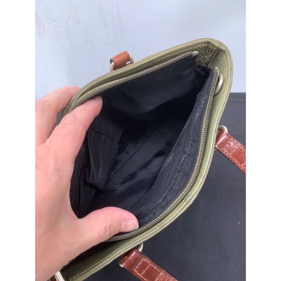 Fossil Keyper Green Brown Leather Shoulder Bag Missing Crossbody Strap - Picture 12 of 13